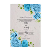 Plantable 'Arctic Blue & Green' Floral Sangeet Invitation Card Wildlense